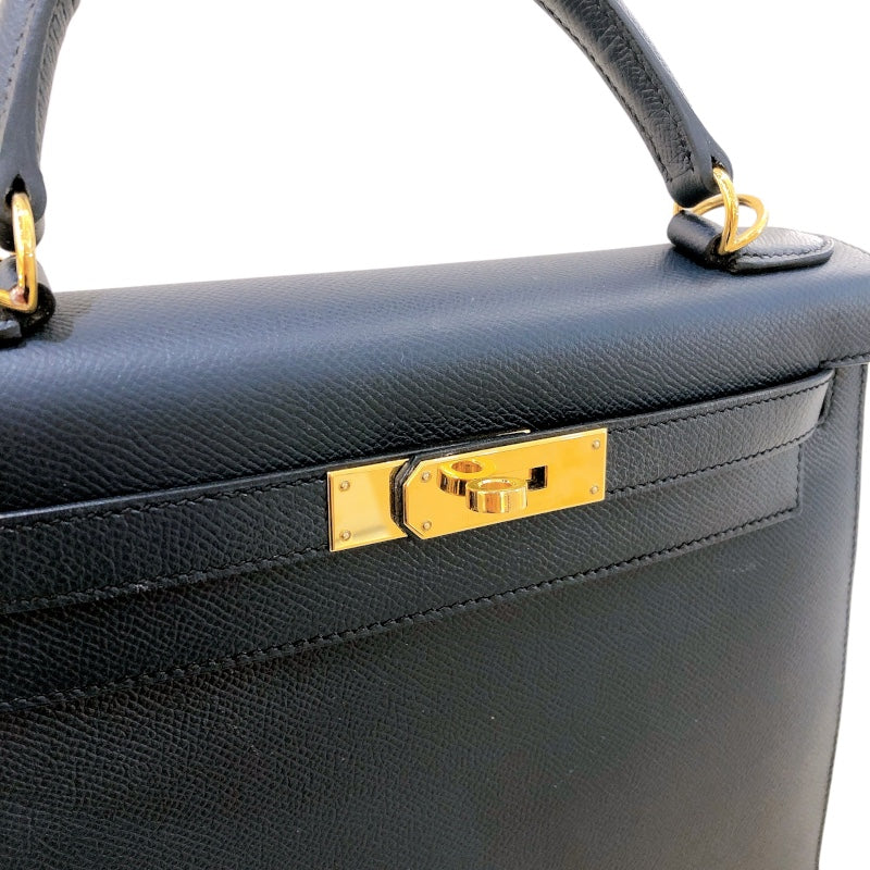 エルメス HERMES ケリー28 外縫い D刻（2019年製） ブルーインディゴ　ゴールド金具 エプソン レディース ハンドバッグ