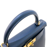 エルメス HERMES ケリー28 外縫い D刻（2019年製） ブルーインディゴ　ゴールド金具 エプソン レディース ハンドバッグ