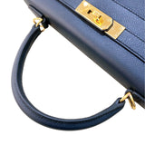 エルメス HERMES ケリー28 外縫い D刻（2019年製） ブルーインディゴ　ゴールド金具 エプソン レディース ハンドバッグ
