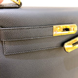 エルメス HERMES ケリー28 外縫い D刻（2019年製） ブルーインディゴ　ゴールド金具 エプソン レディース ハンドバッグ