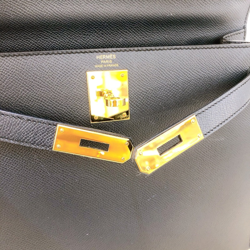 エルメス HERMES ケリー28 外縫い D刻（2019年製） ブルーインディゴ　ゴールド金具 エプソン レディース ハンドバッグ