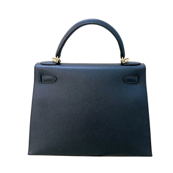 エルメス HERMES ケリー28 外縫い D刻（2019年製） ブルーインディゴ　ゴールド金具 エプソン レディース ハンドバッグ