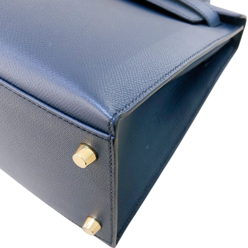エルメス HERMES ケリー28 外縫い D刻（2019年製） ブルーインディゴ　ゴールド金具 エプソン レディース ハンドバッグ