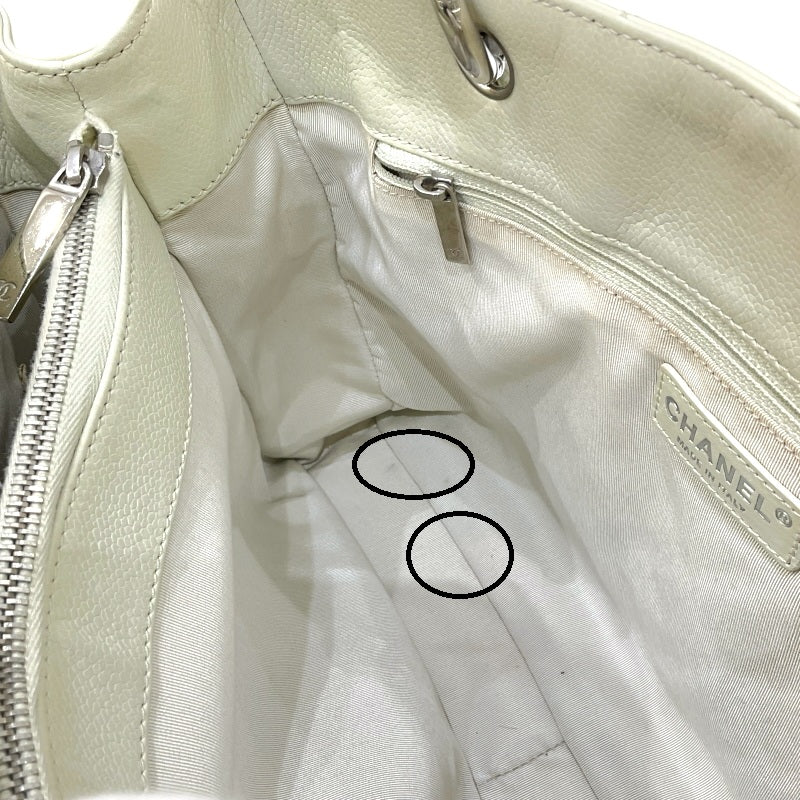 シャネル CHANEL GST チェーントートバッグ A50995 12番台 アイボリー シルバー金具 キャビアスキン レディース トートバッグ