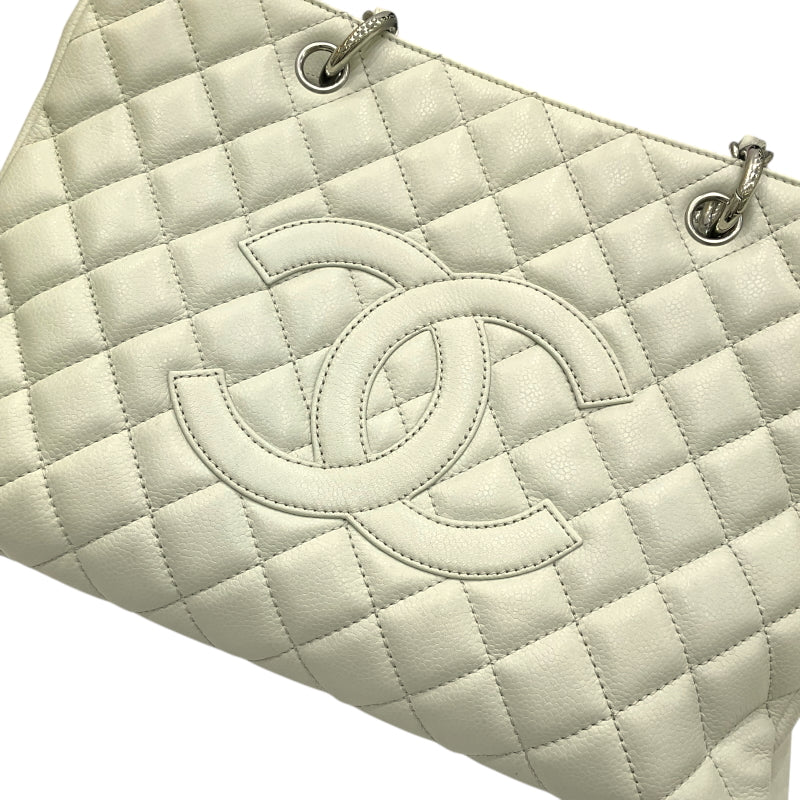 シャネル CHANEL GST チェーントートバッグ A50995 12番台 アイボリー シルバー金具 キャビアスキン レディース トートバッグ