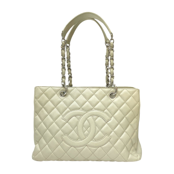 シャネル CHANEL GST チェーントートバッグ A50995 12番台 アイボリー シルバー金具 キャビアスキン レディース トートバッグ