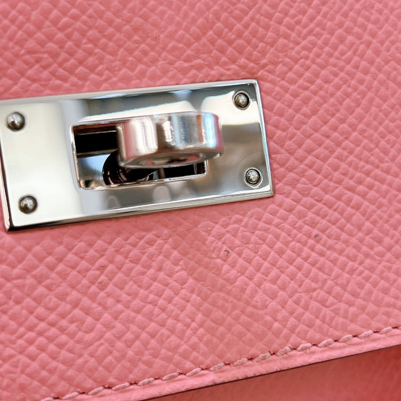 エルメス HERMES ケリー28 外縫い Y刻 ローズコンフェッティ シルバー金具 エプソン レディース ハンドバッグ
