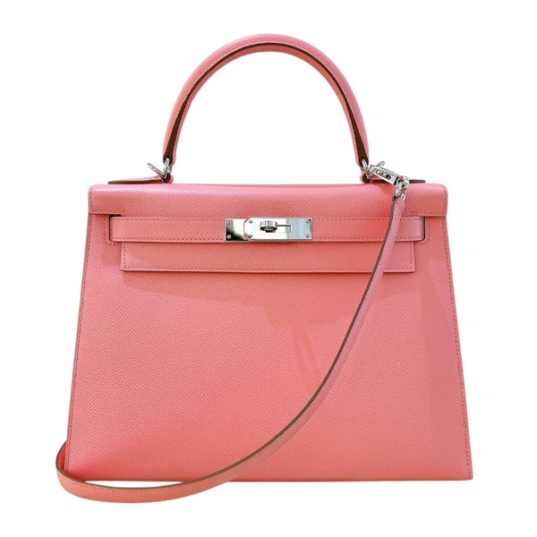 エルメス HERMES ケリー28 外縫い Y刻 ローズコンフェッティ シルバー金具 エプソン レディース ハンドバッグ