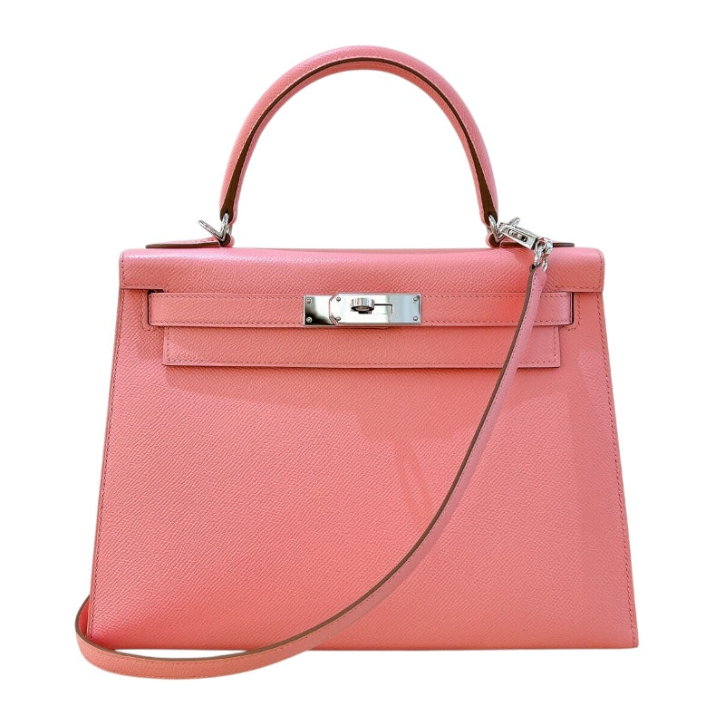 エルメス HERMES ケリー28 外縫い Y刻 ローズコンフェッティ シルバー金具 エプソン レディース ハンドバッグ