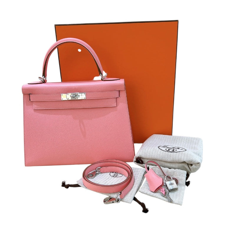 エルメス HERMES ケリー28 外縫い Y刻 ローズコンフェッティ シルバー金具 エプソン レディース ハンドバッグ