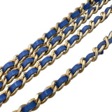 シャネル CHANEL シェブロンVステッチチェーンウォレット ブルー/ゴールド金具 スエード レディース ウォレットチェーン