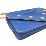 シャネル CHANEL シェブロンVステッチチェーンウォレット ブルー/ゴールド金具 スエード レディース ウォレットチェーン