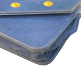 シャネル CHANEL シェブロンVステッチチェーンウォレット ブルー/ゴールド金具 スエード レディース ウォレットチェーン