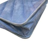 シャネル CHANEL シェブロンVステッチチェーンウォレット ブルー/ゴールド金具 スエード レディース ウォレットチェーン