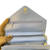 シャネル CHANEL シェブロンVステッチチェーンウォレット ブルー/ゴールド金具 スエード レディース ウォレットチェーン