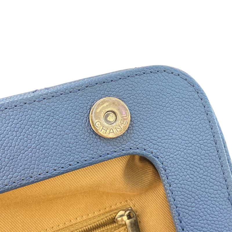 シャネル CHANEL マトラッセチェーンショルダーバッグ ブルー/ヴィンテージ金具 キャビア レディース ショルダーバッグ