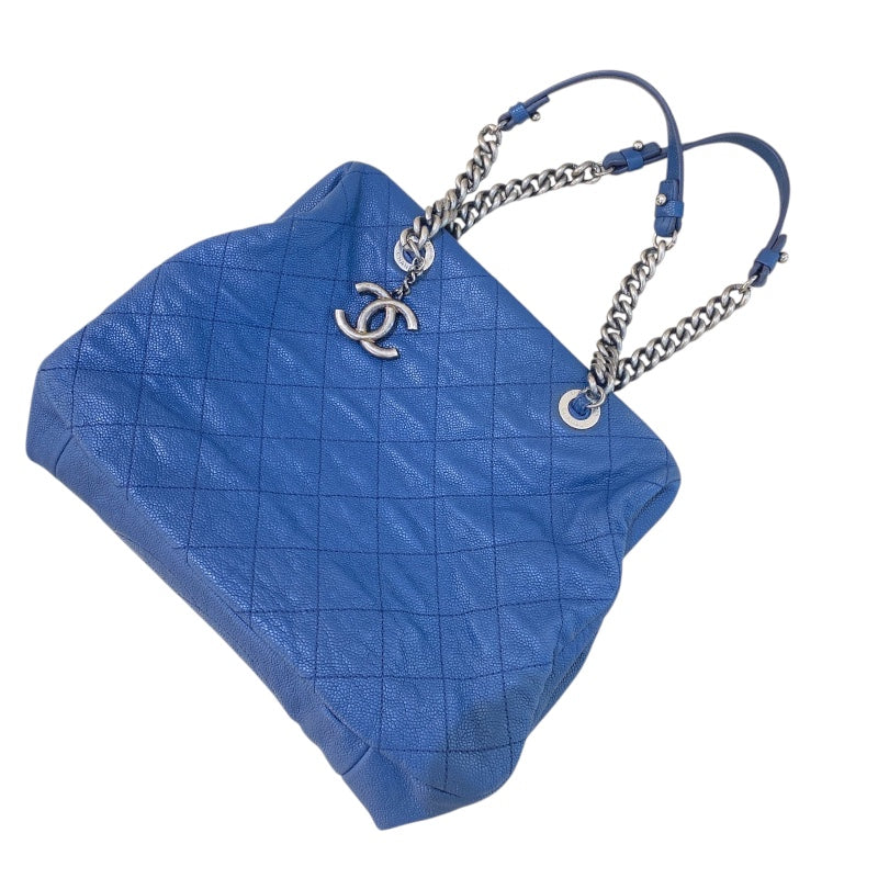 シャネル CHANEL マトラッセチェーンショルダーバッグ ブルー/ヴィンテージ金具 キャビア レディース ショルダーバッグ