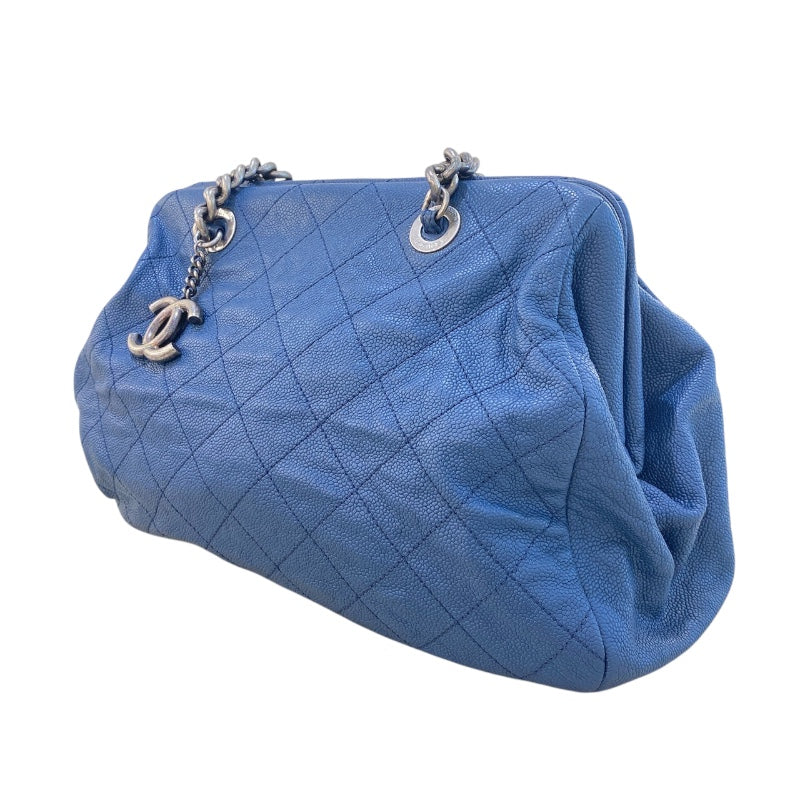 シャネル CHANEL マトラッセチェーンショルダーバッグ ブルー/ヴィンテージ金具 キャビア レディース ショルダーバッグ
