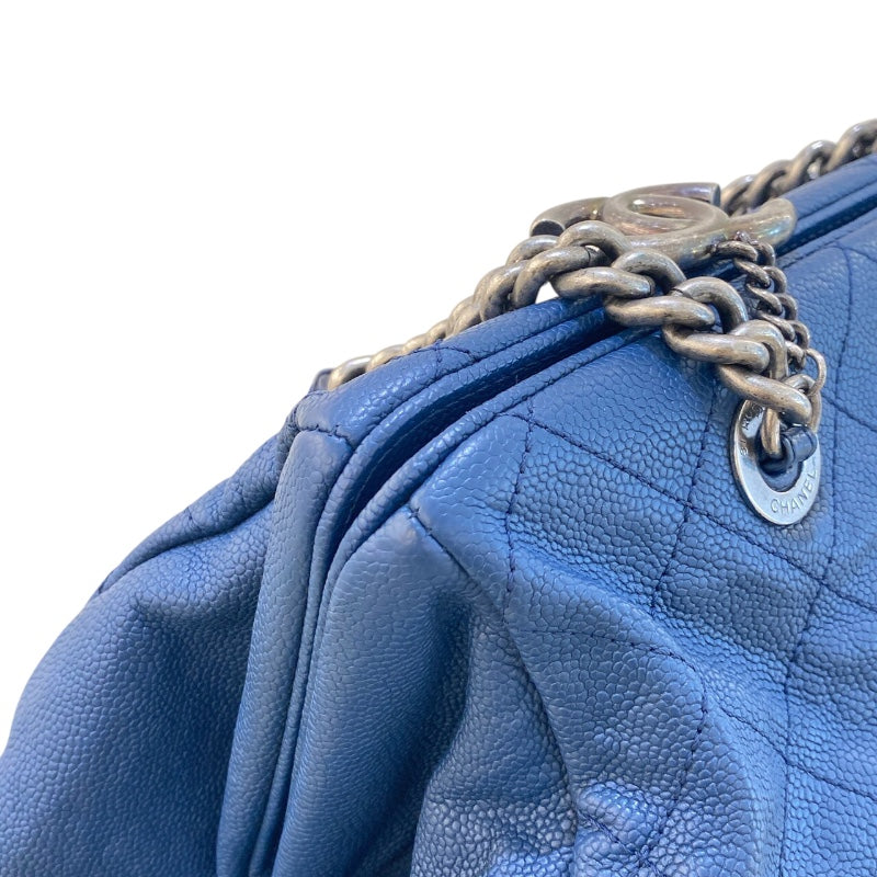 シャネル CHANEL マトラッセチェーンショルダーバッグ ブルー/ヴィンテージ金具 キャビア レディース ショルダーバッグ
