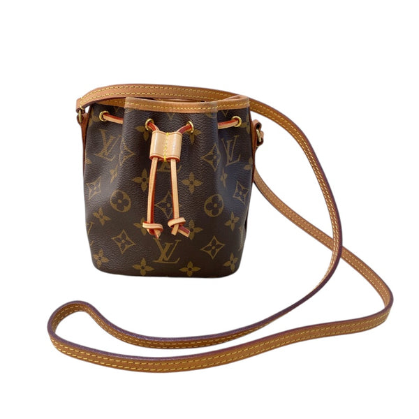 ルイ・ヴィトン LOUIS VUITTON ナノ・ノエ M41346 ブラウン ゴールド金具 モノグラムキャンバス レディース ショルダーバッグ