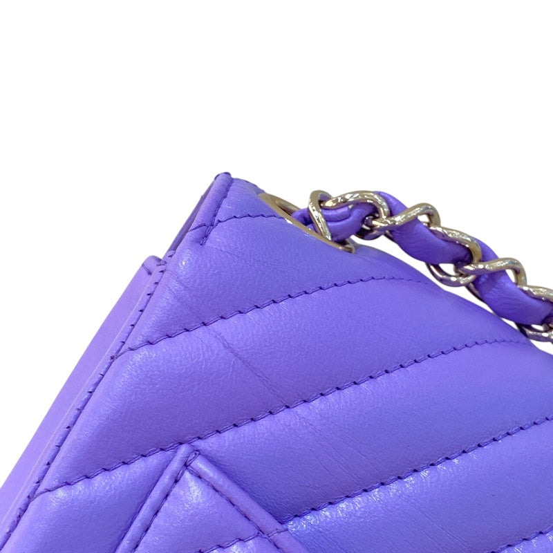 シャネル CHANEL ミニマトラッセ18 A35200 パープル/SV金具 カーフスキン レディース ショルダーバッグ