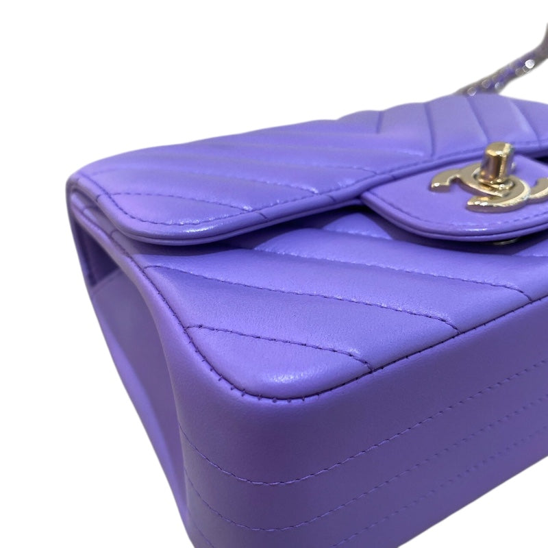 シャネル CHANEL ミニマトラッセ18 A35200 パープル/SV金具 カーフスキン レディース ショルダーバッグ