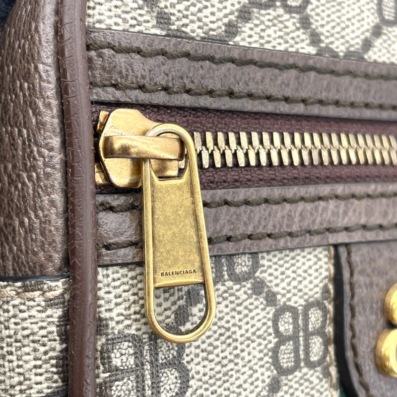 バレンシアガ BALENCIAGA ザ ハッカープロジェクト オフディアジップショルダー 680129 ブラウン PVC/レザー ユニセックス ショルダーバッグ