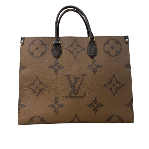 ルイ・ヴィトン LOUIS VUITTON オンザゴーGM M44576 ブラウン モノグラム ジャイアント・リバース レディース トートバッグ
