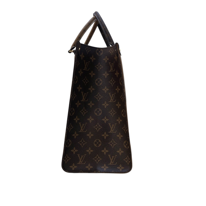 ルイ・ヴィトン LOUIS VUITTON オンザゴーGM M44576 ブラウン モノグラム ジャイアント・リバース レディース トートバッグ