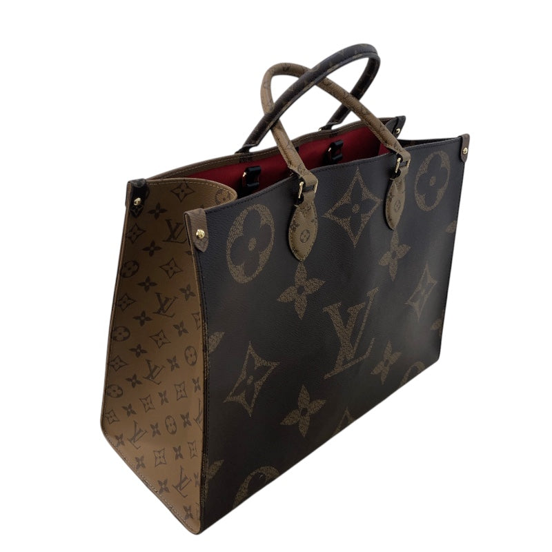 ルイ・ヴィトン LOUIS VUITTON オンザゴーGM M44576 ブラウン モノグラム ジャイアント・リバース レディース トートバッグ