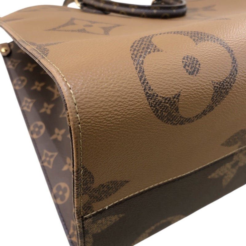 ルイ・ヴィトン LOUIS VUITTON オンザゴーGM M44576 ブラウン モノグラム ジャイアント・リバース レディース トートバッグ