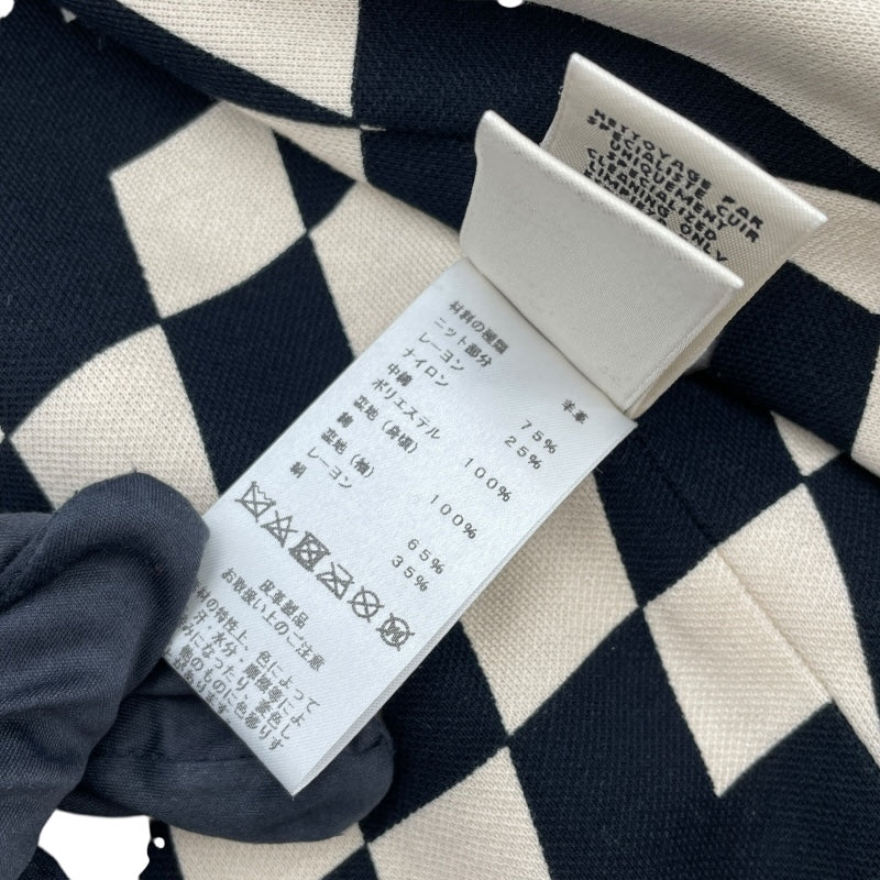 エルメス HERMES キルティング切替レザージャケット ネイビー 羊皮 レディース ライダースジャケット
