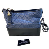 シャネル CHANEL ガブリエルドゥシャネルホーボー ラージ A93824 27番台 ネイビー/シルバー×ゴールド金具 カーフレザー レディース ショルダーバッグ