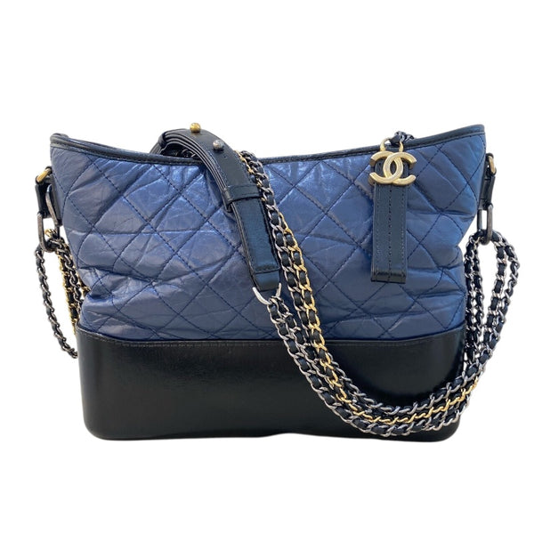 シャネル CHANEL ガブリエルドゥシャネルホーボー ラージ A93824 27番台 ネイビー/シルバー×ゴールド金具 カーフレザー レディース ショルダーバッグ
