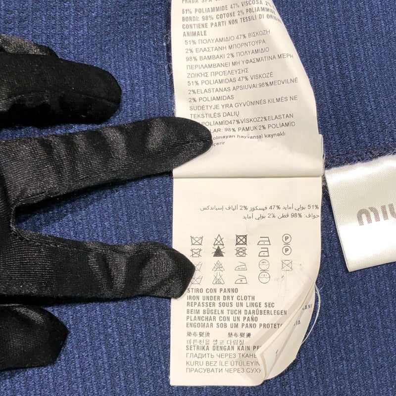ミュウミュウ miu miu 半袖ニットワンピース MJA643 ネイビー ポリアミド レディース ワンピース