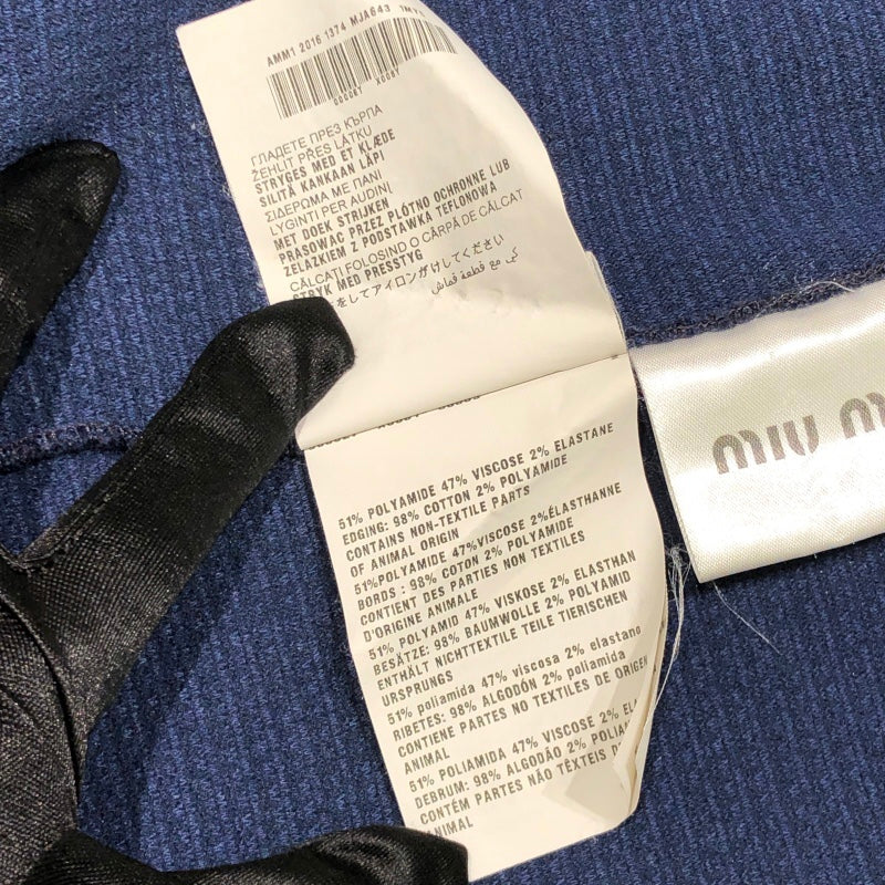 ミュウミュウ miu miu 半袖ニットワンピース MJA643 ネイビー ポリアミド レディース ワンピース