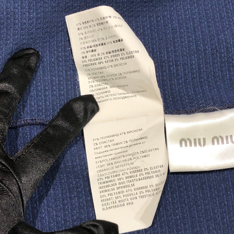 ミュウミュウ miu miu 半袖ニットワンピース MJA643 ネイビー ポリアミド レディース ワンピース