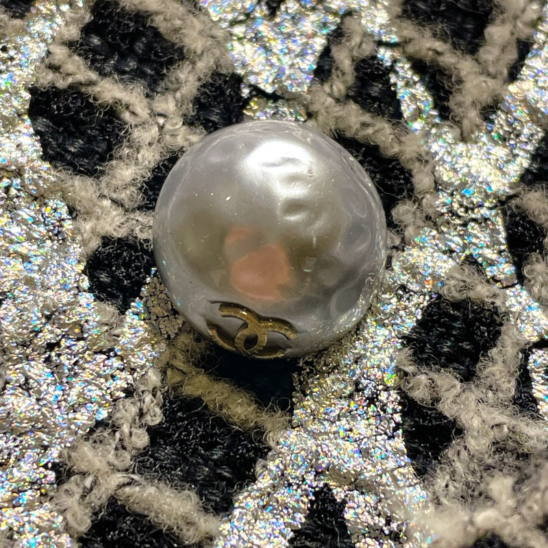シャネル CHANEL パール装飾ラメツイードジャケット シルバー ツイード レディース テーラードジャケット