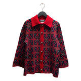 シャネル CHANEL ニットシャツカーディガン P52053 レッド/ネイビー カシミヤ レディース カーディガン