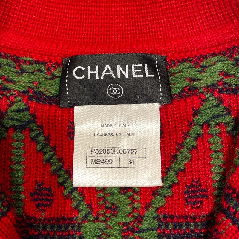 シャネル CHANEL ニットシャツカーディガン P52053 レッド/ネイビー