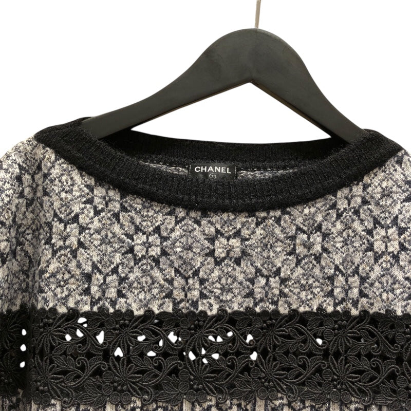 シャネル CHANEL ノルディック柄長袖ニットセーター P54481 ブラック モヘア レディース セーター