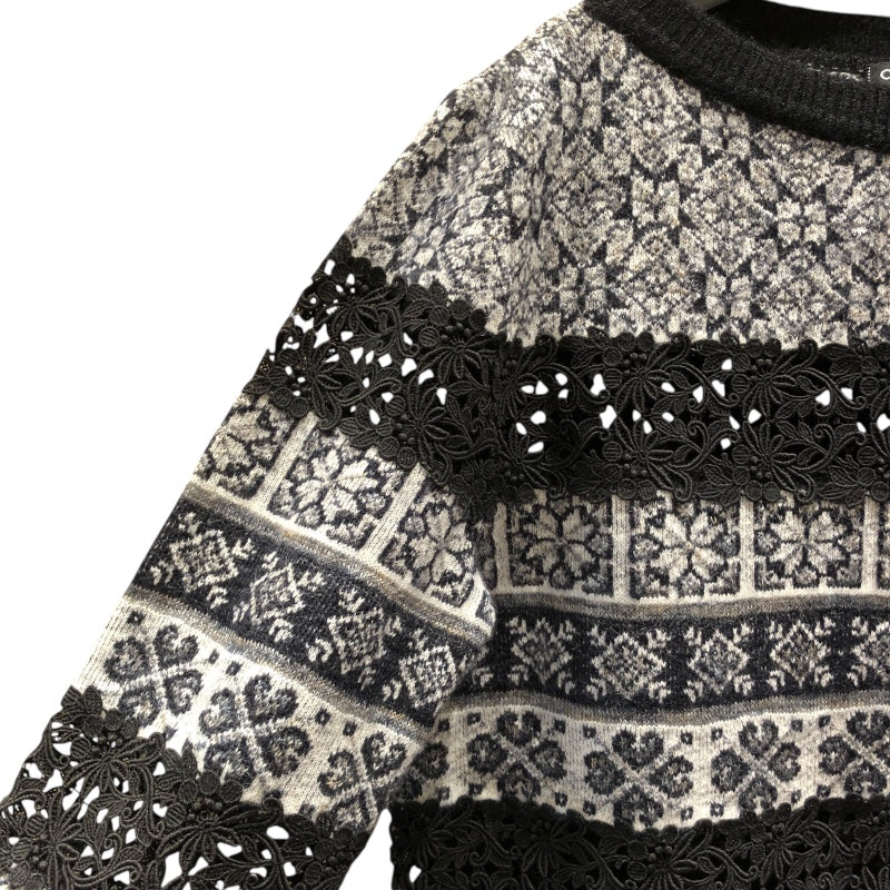 シャネル CHANEL ノルディック柄長袖ニットセーター P54481 ブラック モヘア レディース セーター
