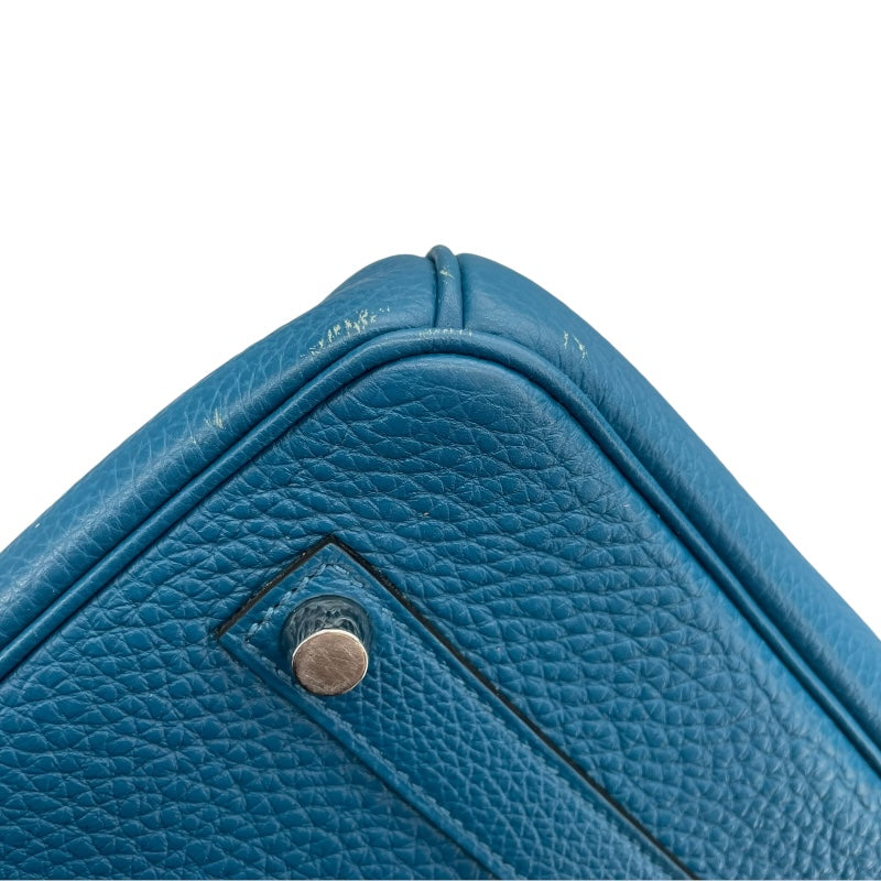 エルメス HERMES バーキン35 □Q刻 ブルーイズミール SV金具 トゴ レディース ハンドバッグ