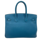エルメス HERMES バーキン35 □Q刻 ブルーイズミール SV金具 トゴ レディース ハンドバッグ