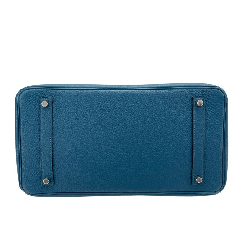 エルメス HERMES バーキン35 □Q刻 ブルーイズミール SV金具 トゴ レディース ハンドバッグ