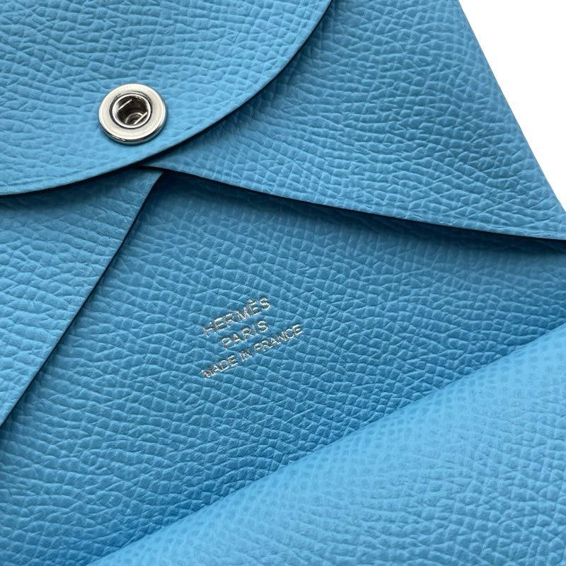 エルメス HERMES カルヴィデュオ B刻 セレステ SV金具 エプソン レディース カードケース
