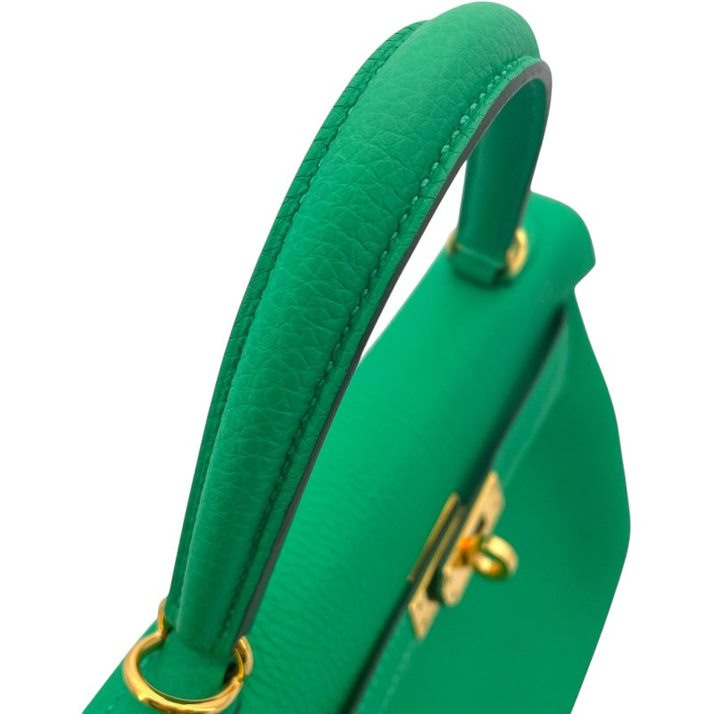 エルメス HERMES ケリー25 内縫い Z刻印 ミント GD金具 トゴ レディース ショルダーバッグ