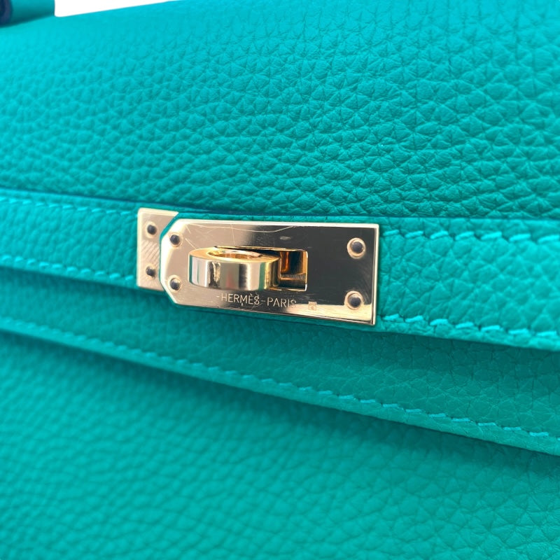 エルメス HERMES ケリー25 内縫い Z刻印 ミント GD金具 トゴ レディース ショルダーバッグ