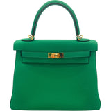 エルメス HERMES ケリー25 内縫い Z刻印 ミント GD金具 トゴ レディース ショルダーバッグ