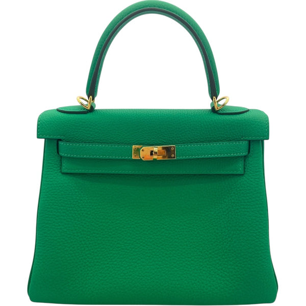 エルメス HERMES ケリー25 内縫い Z刻印 ミント GD金具 トゴ レディース ショルダーバッグ
